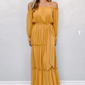 NWT Baltic born Isabel mustard off shoulder dress